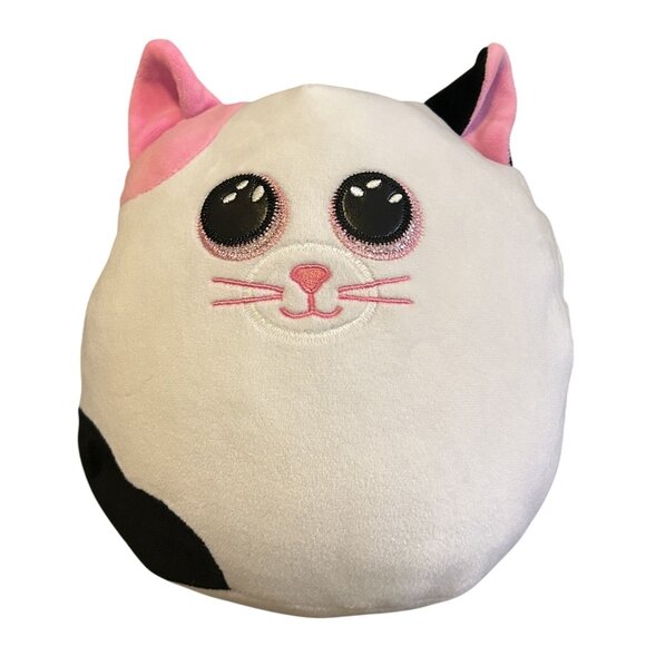 TY Beanie Babies 8" Muffin The Cat Plush 2021 White Pink Black Embroidered Eyes - Picture 1 of 4